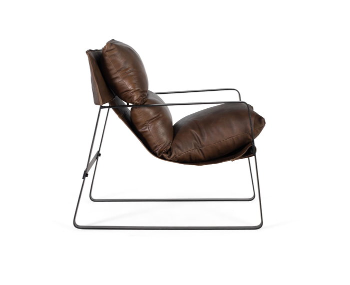 GINER Y COLOMER Sillón de piel verde con estructura de metal